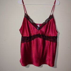 Lilac + London Lace Trim Satin Coquette Cami Top Size XXL Red Black